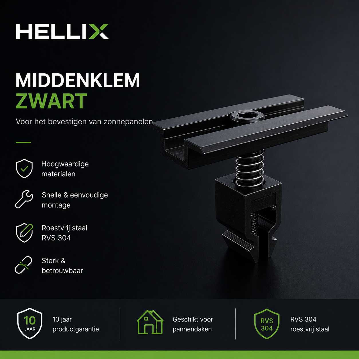 Hellix Middenklem Multi 28–35 mm Zwart | Middenklem voor Zonnepanelen