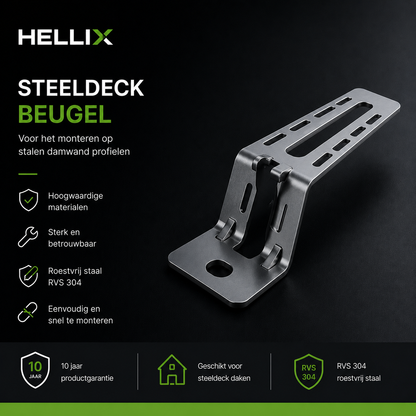 Hellix Steeldeck Beugel L-375 mm inclusief EPDM | Voor Stalen Dakplaten